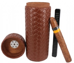 便携式棕色编织纹雪茄盒